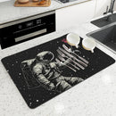 SpaceRose Absorbent Mat: Axyaa Astronaut Kitchen Drying Mat & Bathroom Drain Pad
