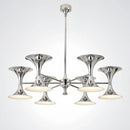 Axyaa Silver Horn Chandelier: Bauhaus Chrome Pendant Lights with 8/10 Heads for Home Decor