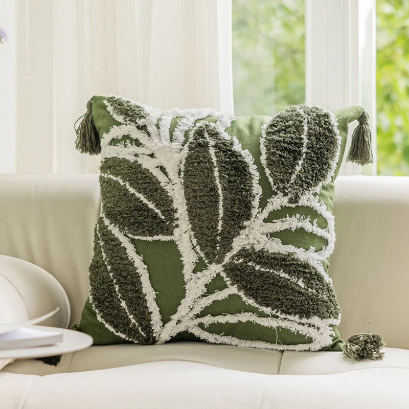 Axyaa Tufted Cushion Cover with Tassel - 45x45cm - Mori Style - Home Decor