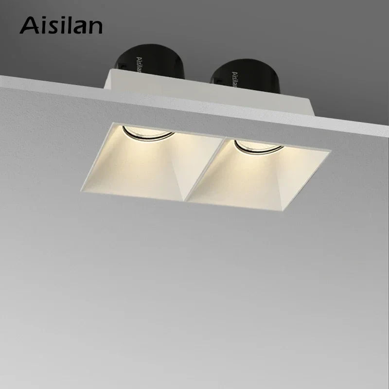 Axyaa Frameless Square LED Double Head Downlight with Anti-Glare Spot Light