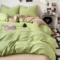 Axyaa Washed Cotton Duvet Set with Fitted Sheet Style & Pillowcase
