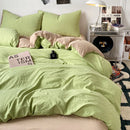 Axyaa Washed Cotton Bedding Set, Brief Style, Duvet Cover & Pillowcase, Twin-Full-Queen Sizing