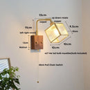 Axyaa Cube Glass LED Wall Lights - Walnut Wood Finish
