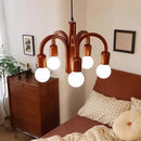 Nordic Retro Wooden Glass Chandelier for Bedroom Living Room by Axyaa