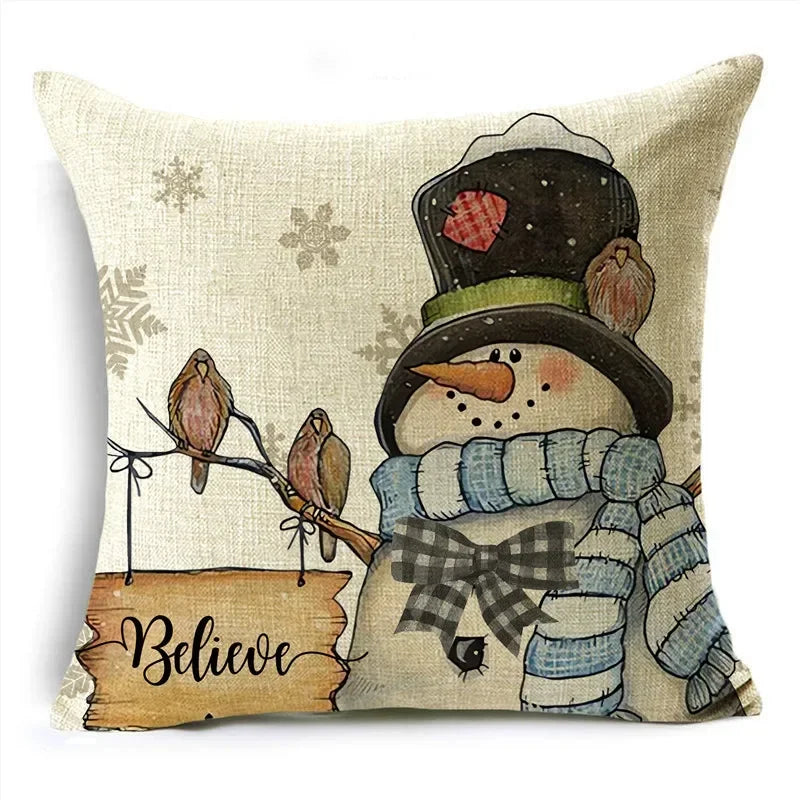 Axyaa Christmas Throw Pillow Covers - Zigzag Reindeer Red Pillowcase