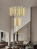 Axyaa Oval Nordic Chandelier for Villa Living Room Dining Bedroom Stairs