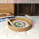 Axyaa Rattan Shell Basket Tray with Handle - Jewelry Storage & Living Room Organizer