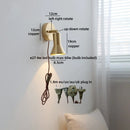 Modern Axyaa Bedside LED Wall Lamps, Swing Arm E27 Bulb, Gold Copper Finish