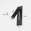 Axyaa LED Wall Light with Switch, 3W Warm Spotlight, USB Charging Port, Bedroom Bedside Lamp