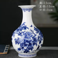Axyaa Peony Decorated Blue & White Porcelain Vase - High-Quality Fine Bone