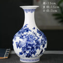Axyaa Peony Decorated Blue & White Porcelain Vase - High-Quality Fine Bone