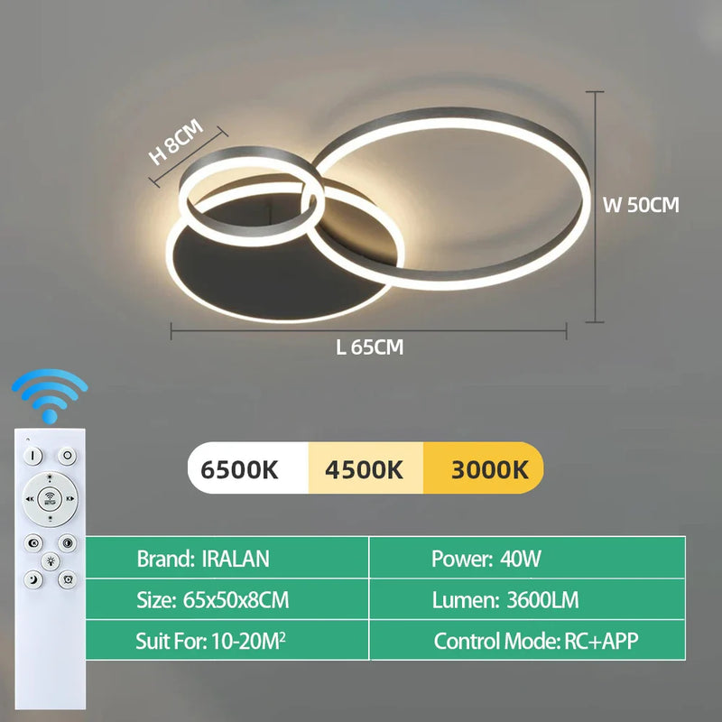 Axyaa Round Circle Ring Chandelier Ceiling Lamp for Home Decor Lighting in Living Bedroom