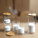 Axyaa Bamboo-Lidded Bathroom Organization Set for Powder Puffs, Cotton Swabs, Medicine Bottles