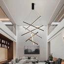 Axyaa Black LED Long Line Chandelier for Modern Living Room Lighting Fixtures