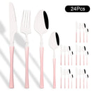 Axyaa 24Pcs Pink Gold Stainless Steel Cutlery Set - Western Flatware Tableware