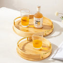 Axyaa Bamboo Circular Tray, Modern Minimalist Household Tea Set and Fruit Tray