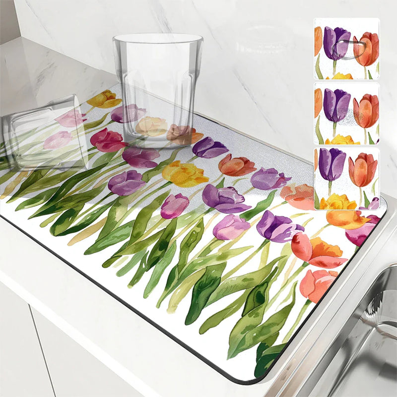 Axyaa Square Anti-slip Absorbing Dry Mat for Dishes and Cups