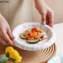 Axyaa Circular Pasta Plate Hand Drawn Ceramic Dessert Salad Breakfast Plates
