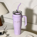 Axyaa Vacuum Insulated Tumbler - Stainless Steel Thermal Cup for Water, Coffee, Tea -  Straw, Handle