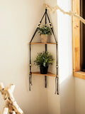 Axyaa Macrame Floating Corner Shelf Wall Decor Pot Stand NordHome Décor