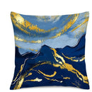 Axyaa Blue & Gold Abstract Marbling Pillow Covers for Sofa, Bedroom, Car