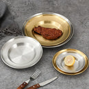 Axyaa Stainless Steel Shallow Tray Round Plate Set of 6