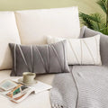 Axyaa Velvet Lumbar Throw Pillow Covers 12x20 Inch - Farmhouse Cushion Cover Cojines