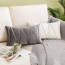 Axyaa Velvet Lumbar Throw Pillow Covers 12x20 Inch - Farmhouse Cushion Cover Cojines
