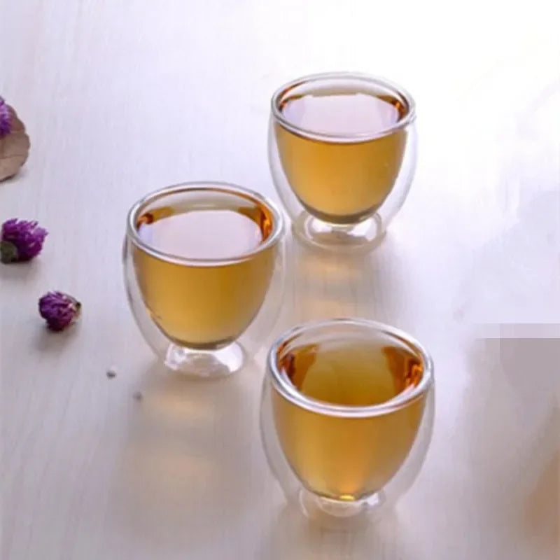 Axya Double Wall Glass Tea Drink Cups Insulated Shot Glass