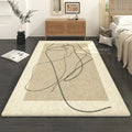 Axyaa French Retro Striped Bedside Carpet Cream Rug for Bedroom and Living Room