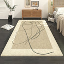 Axyaa French Retro Striped Bedside Carpet Cream Rug for Bedroom and Living Room