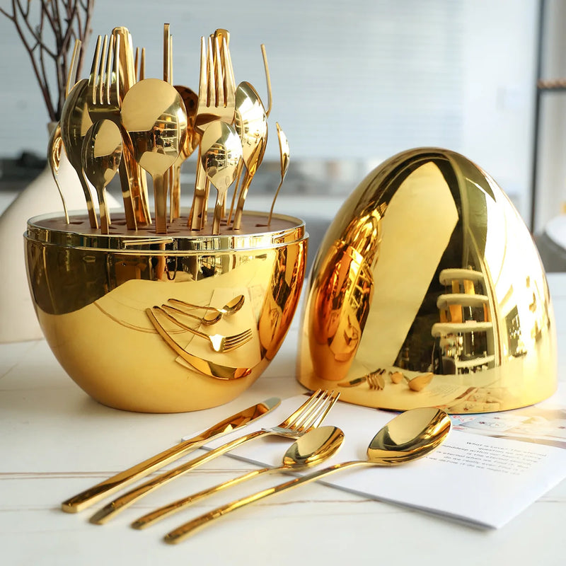 Axyaa Deluxe Gold Cutlery Set for 12 People - Elevate Your Dining Experience