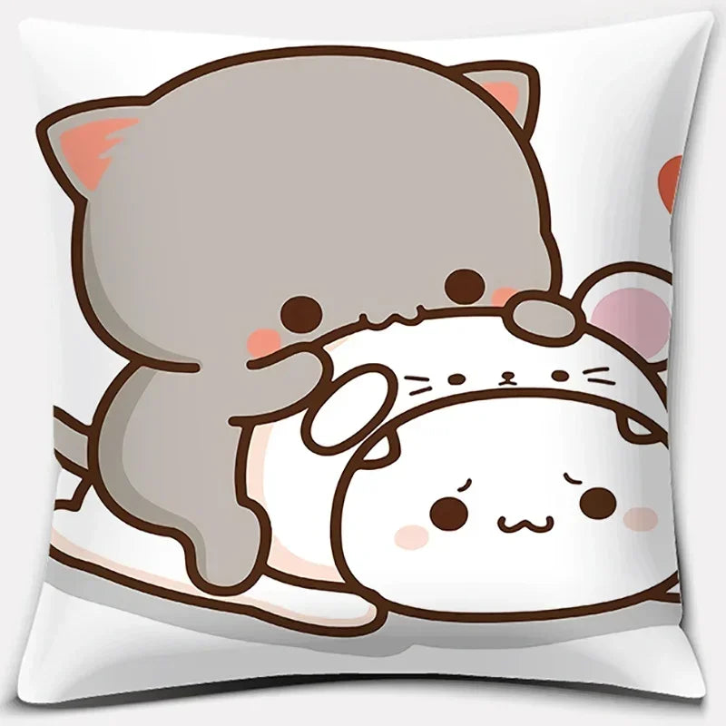 Cartoon Cute Mocha Mochi Peach Cat Pillow Case - Axyaa Home Decor