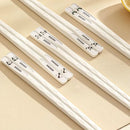 Axyaa Panda Chopsticks Set - White Cartoon Alloy, Anti-slip, Anti-bacterial