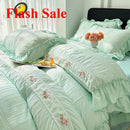 Korean Princess Style Lace Ruffles Wedding Bedding Set by Axyaa