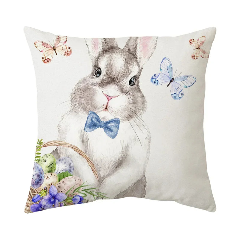 Axyaa Bunny Cushion Cover: Cartoon Rabbit Farmhouse Decor Pillowcase