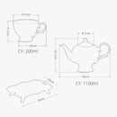 Axya Embossed Ceramic Tea and Coffee Set