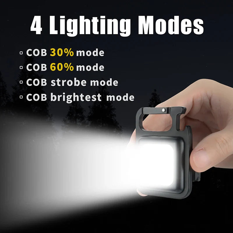 Axya Mini COB Keychain Flashlight: Magnet, 4 Modes, Compact for Camping & Home