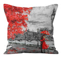 Axyaa Romantic Paris Couple Cushion Cover: Home & Office Decor - Valentine Theme