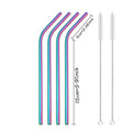 Axyaa Gold Bend Stainless Steel Straws Set with Cleaner Brush - 4 Pcs