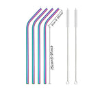 Axyaa Gold Bend Stainless Steel Straws Set with Cleaner Brush - 4 Pcs