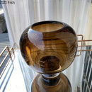 Axyaa Amber Glass Vase: Modern Home Decor Flower Arrangement Desk Decoration
