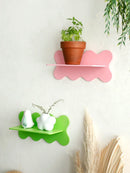 Axyaa Wavy Floating Wall Shelves Candy Color Crystal Storage Rack for Girl's Room