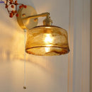 Axyaa Amber Vintage LED Wall Light Up Down Rotate Pull Chain Switch Bedside Lamp