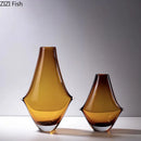 Axyaa Amber Glass Small Mouth Vase for Artistic Flower Arrangement