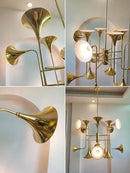 Axyaa Golden Horn Ceiling Chandelier - Artistic Staircase Pendant Light for Home Decor