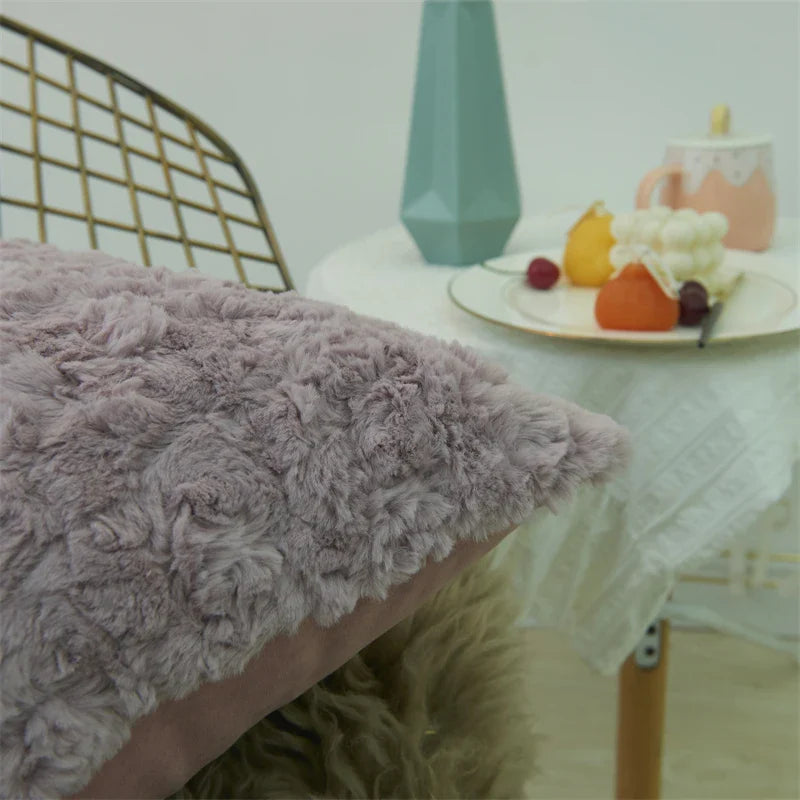 Soft Plush Cushion Cover 45*45cm by Axyaa: Cozy Living Room Sofa Decor