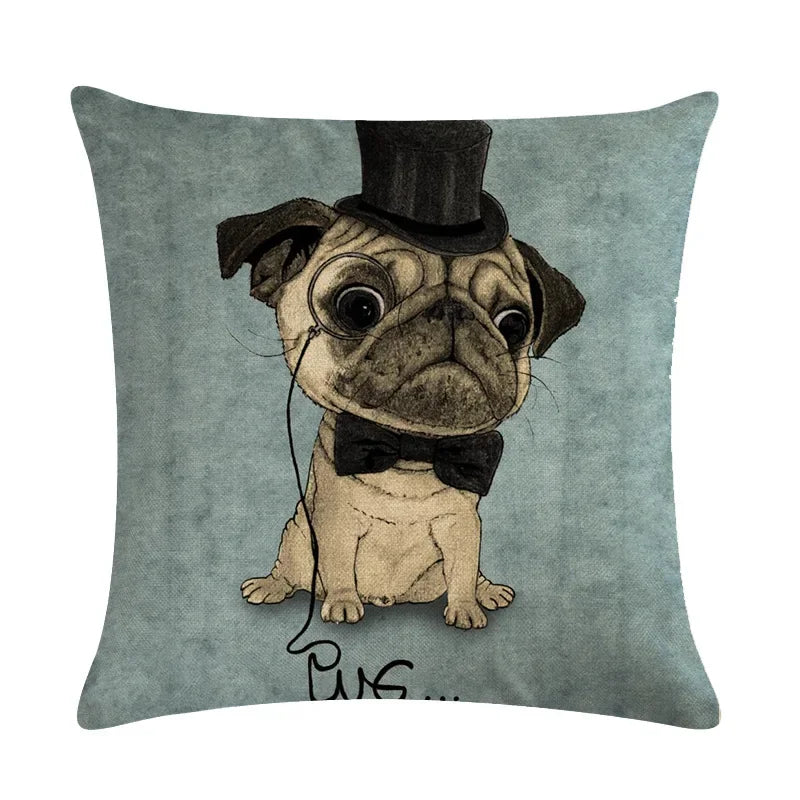 Axyaa Animal Pillowcase Family Car Pillow Case Cartoon Flax Cushion Cover