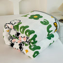 Axyaa Cartoon Pattern Flannel Blanket: Cozy Soft Plush Lightweight Throw for Sofa