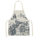 Axyaa White Gold Mountain View Kitchen Apron for Home Cooking and Baking